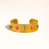 Delaney 18K Gold Non-Tarnish Colorful Stone Cuff Bracelet