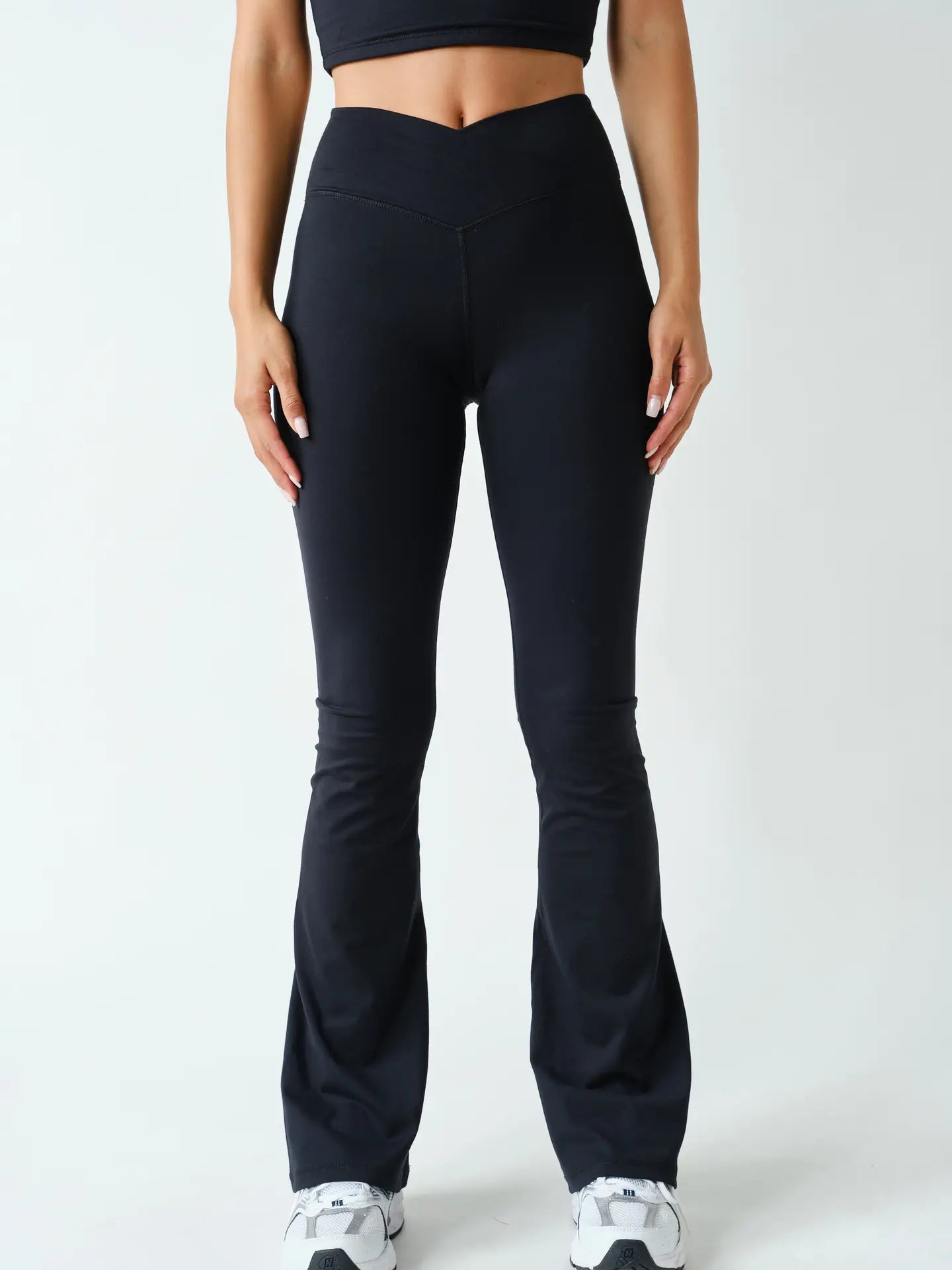 Venice Crossover Black Flared Leggings