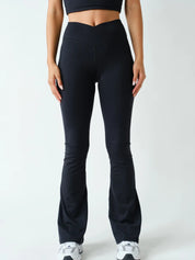 Venice Crossover Black Flared Leggings