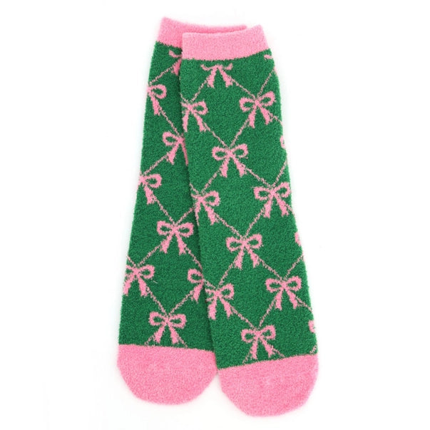 Christmas Bow Fuzzy Socks
