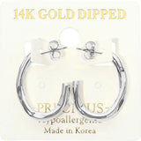 Silver Sculpted Open Oval Hoop Earrings