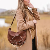 Camila Crescent Moon Shoulder Bag - Coffee