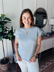 Round Neck Basic Top Grey