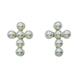Pearl Studded and Gold Cross Earring