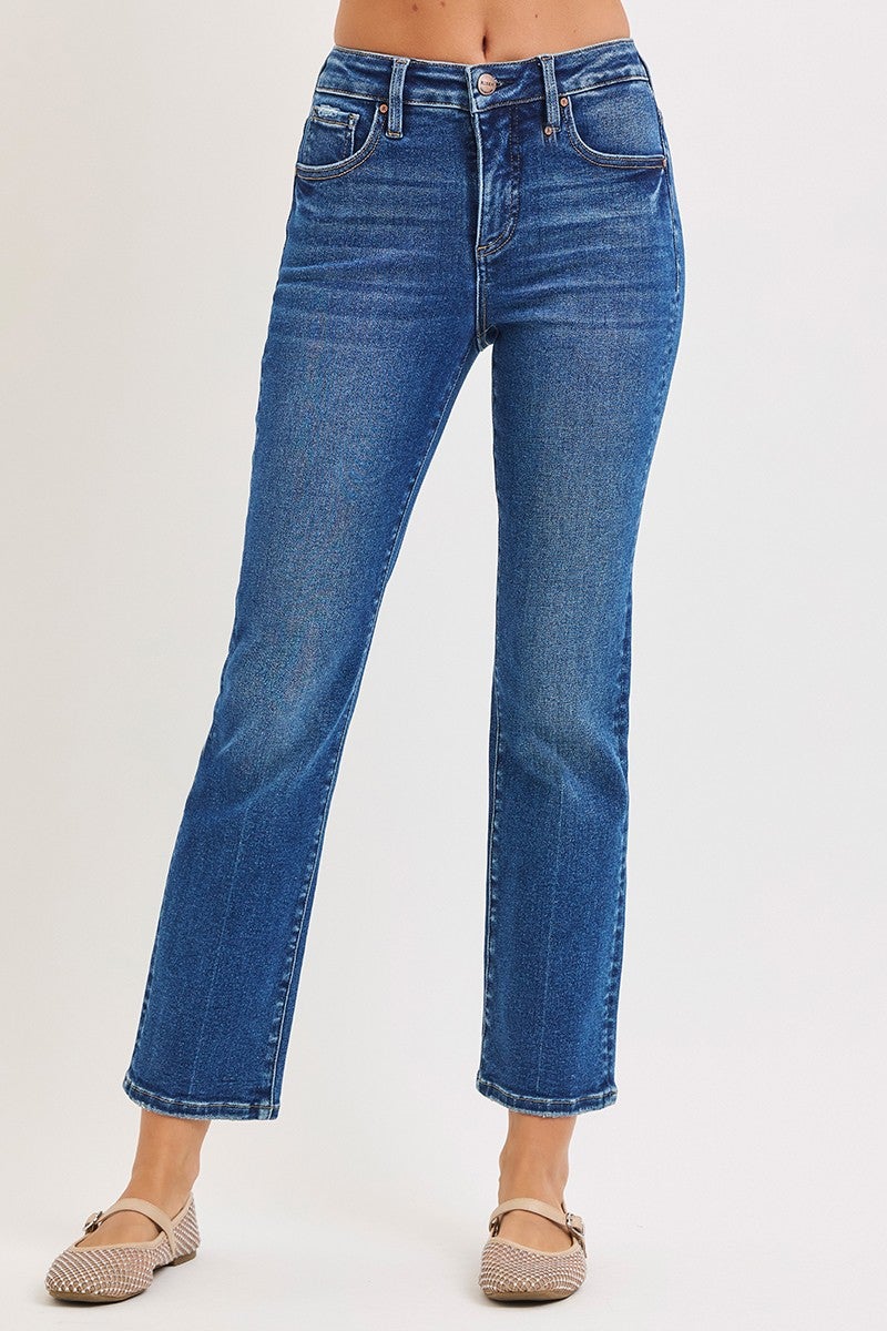 Risen Tummy Control High Rise Crop Straight Jeans