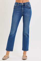 Risen Tummy Control High Rise Crop Straight Jeans