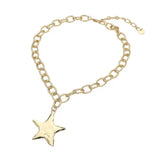 Gold Star Charm Pendant Chunky Chain Necklace