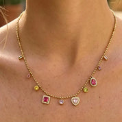 Daiselle 18K Gold Non-Tarnish Colorful Charm Necklace