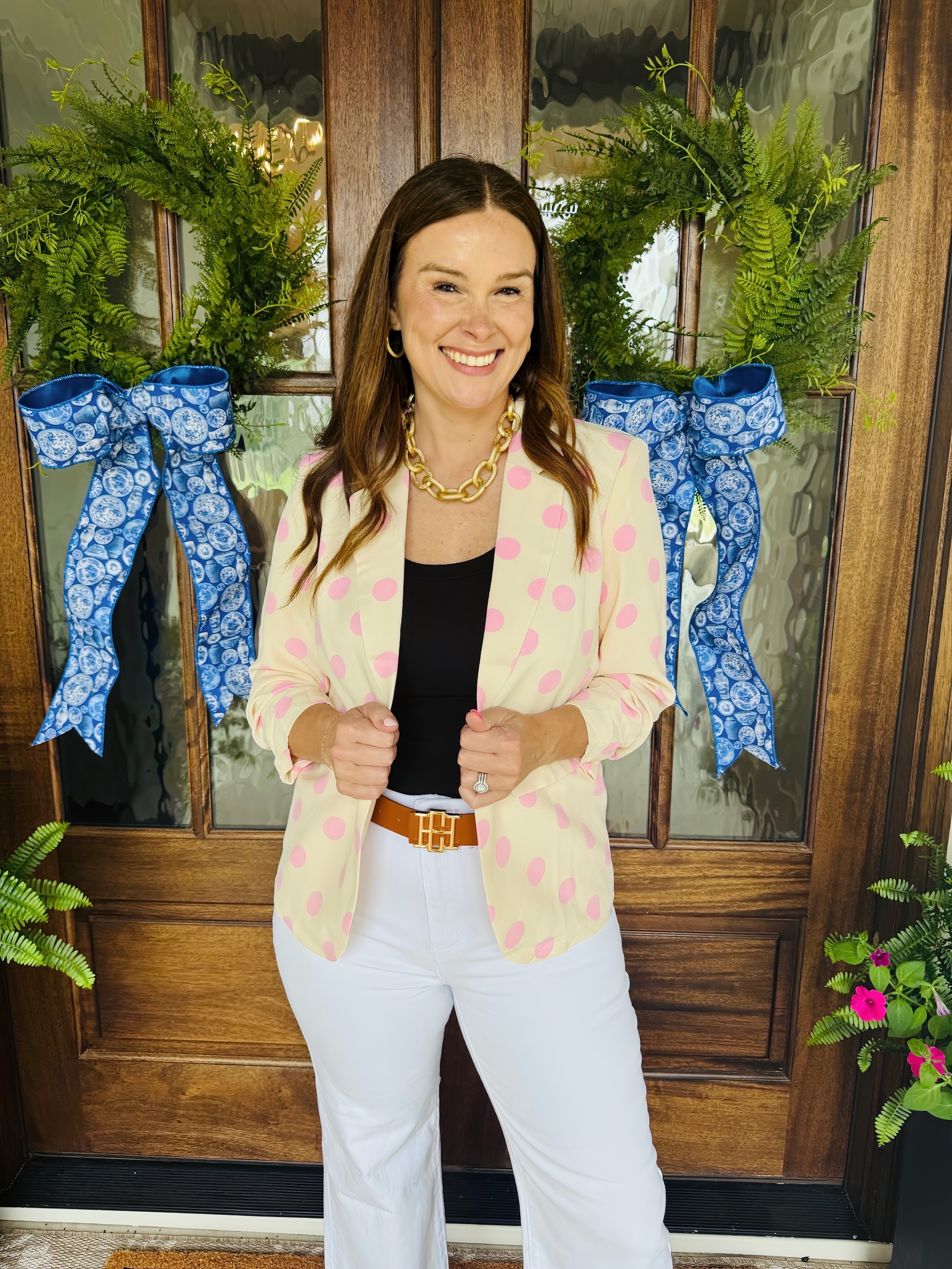 Polka Dot Blazer Pink