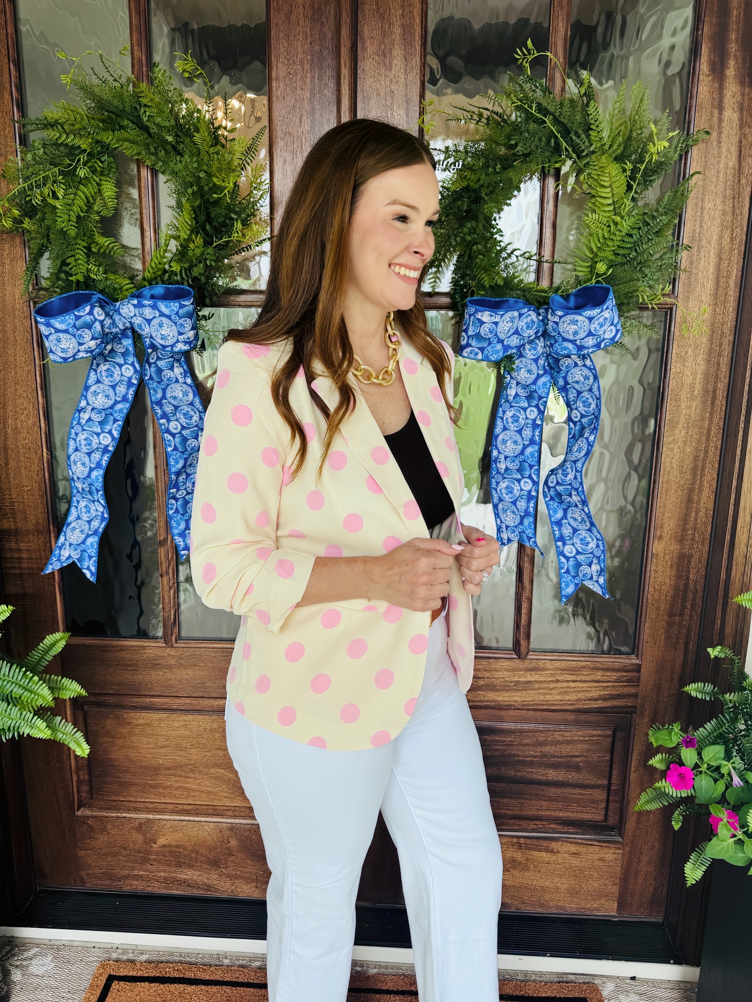 Polka Dot Blazer Pink