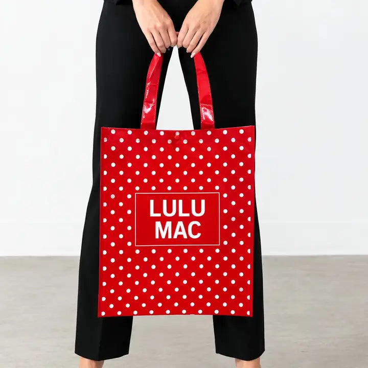Red/White Dot Lulu Mac Reusable Tote