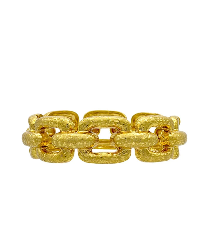 Gold Hammered Chain Bangle Bracelet