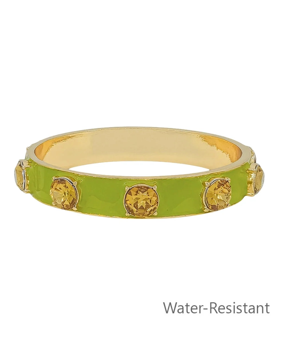 Green Round Stone Station Bangle