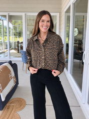 Leopard Print Utility Button Down Top