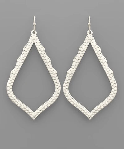 Textured Teardrop Silver Earring