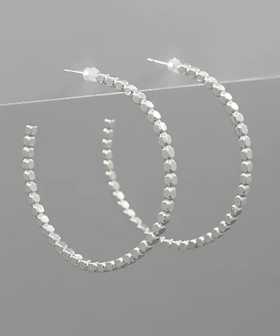 Silver Metal Bead Hoops