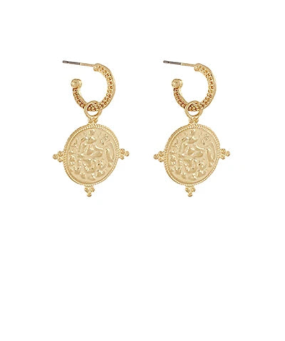 Textured Coin Dangling Earring