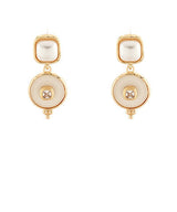 Pearl Square & Dangle Circle Earrings