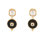 Black Square & Dangle Circle Earrings