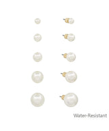 Gold 5 Piece Peal Earring
