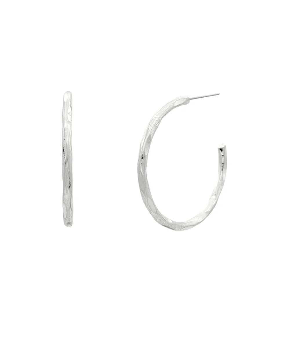 Silver Textured Hoop