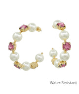 Pink Stone and Pearl Hoop