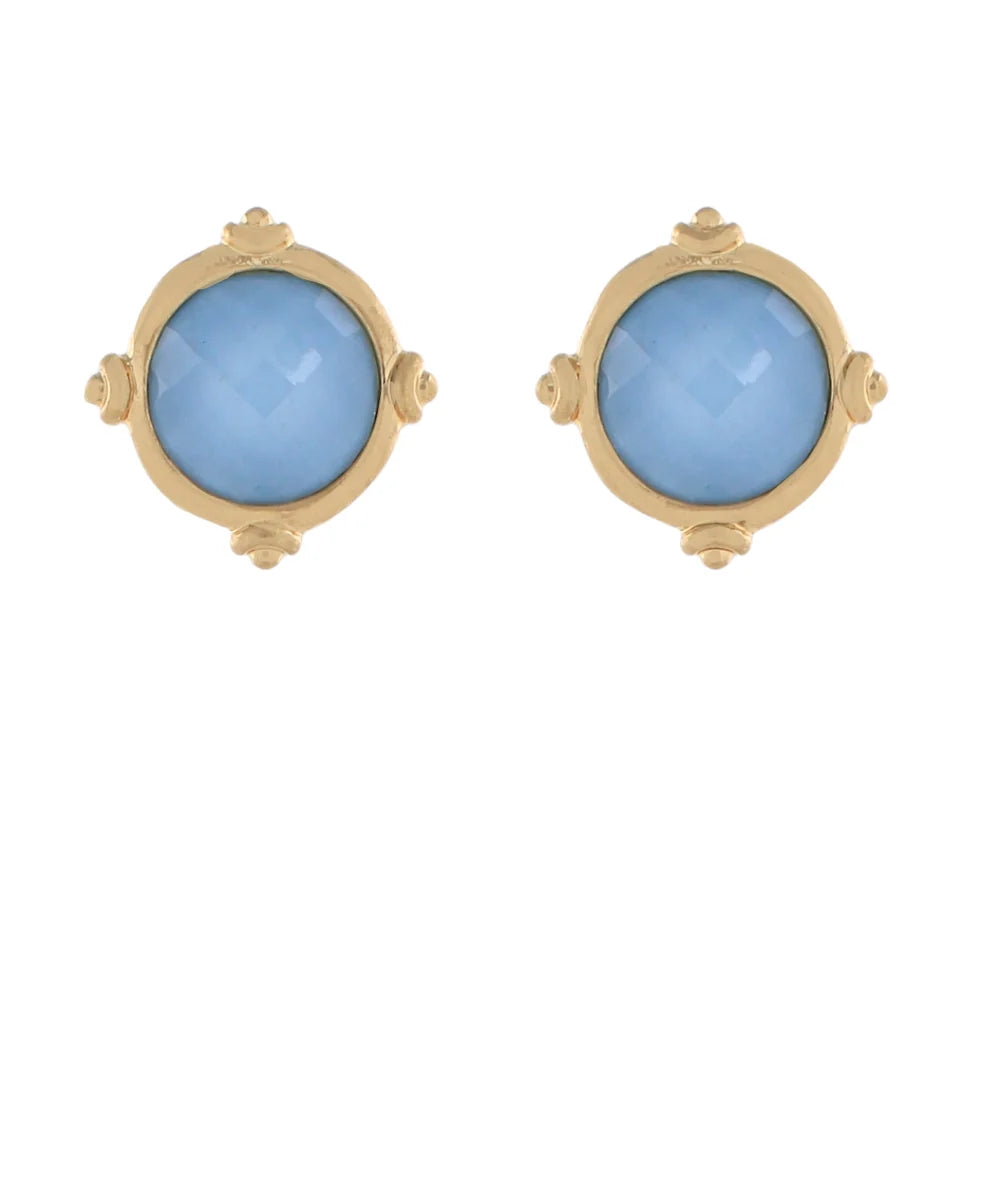 Light Blue Framed & Faceted Stone Earrings