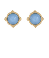 Light Blue Framed & Faceted Stone Earrings