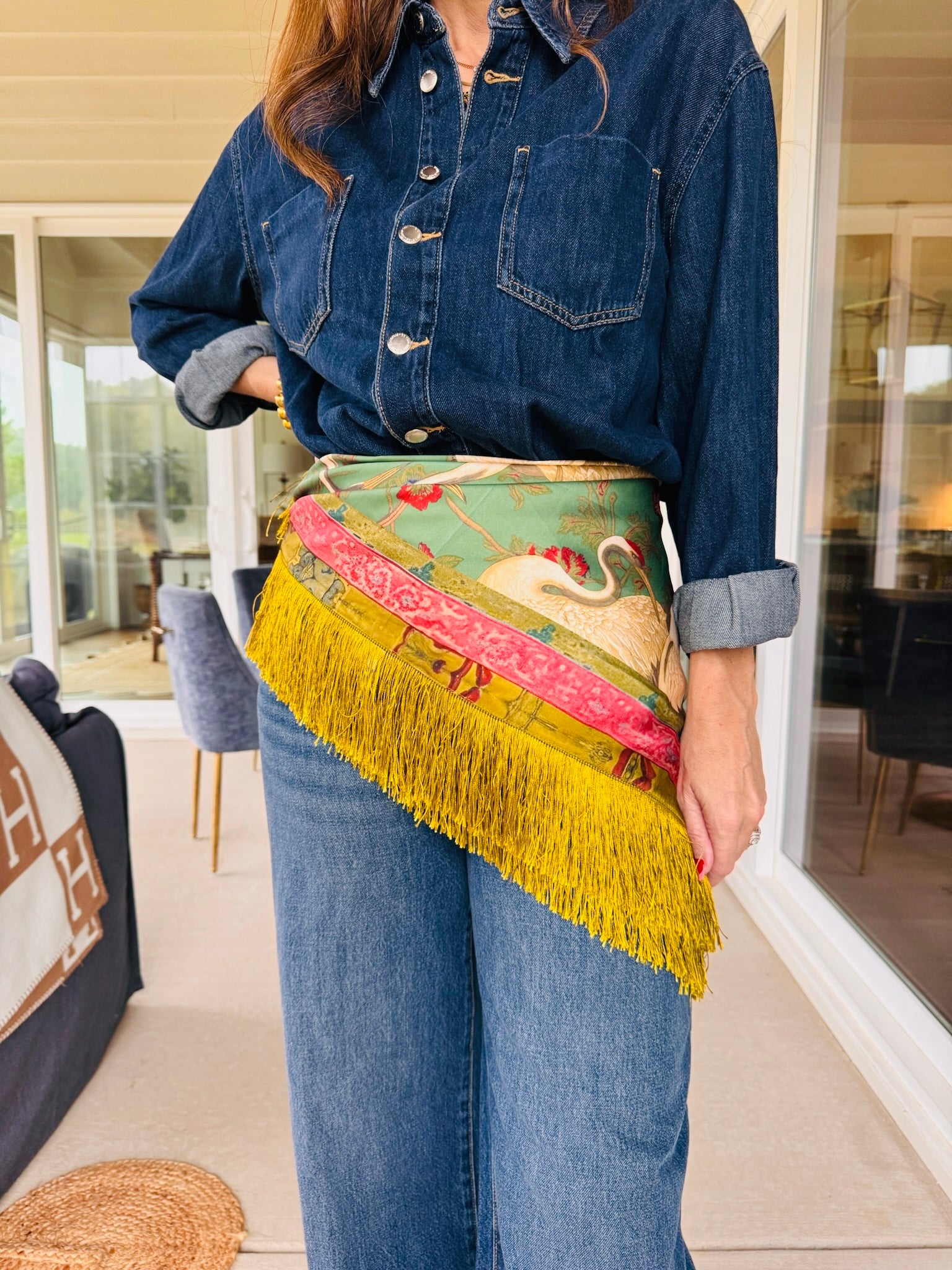 Crane Fringe Scarf