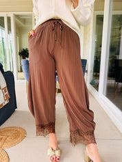 Brown Lace Balloon Pants