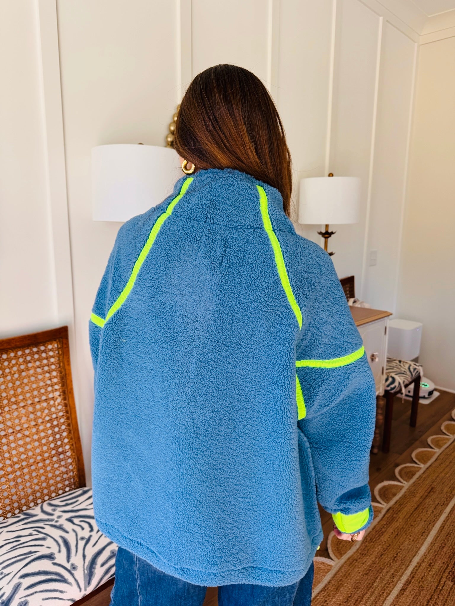 Fleece Half Zipup Pullover Blue