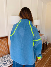 Fleece Half Zipup Pullover Blue