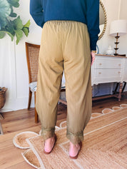 Olive Lace Balloon Pants