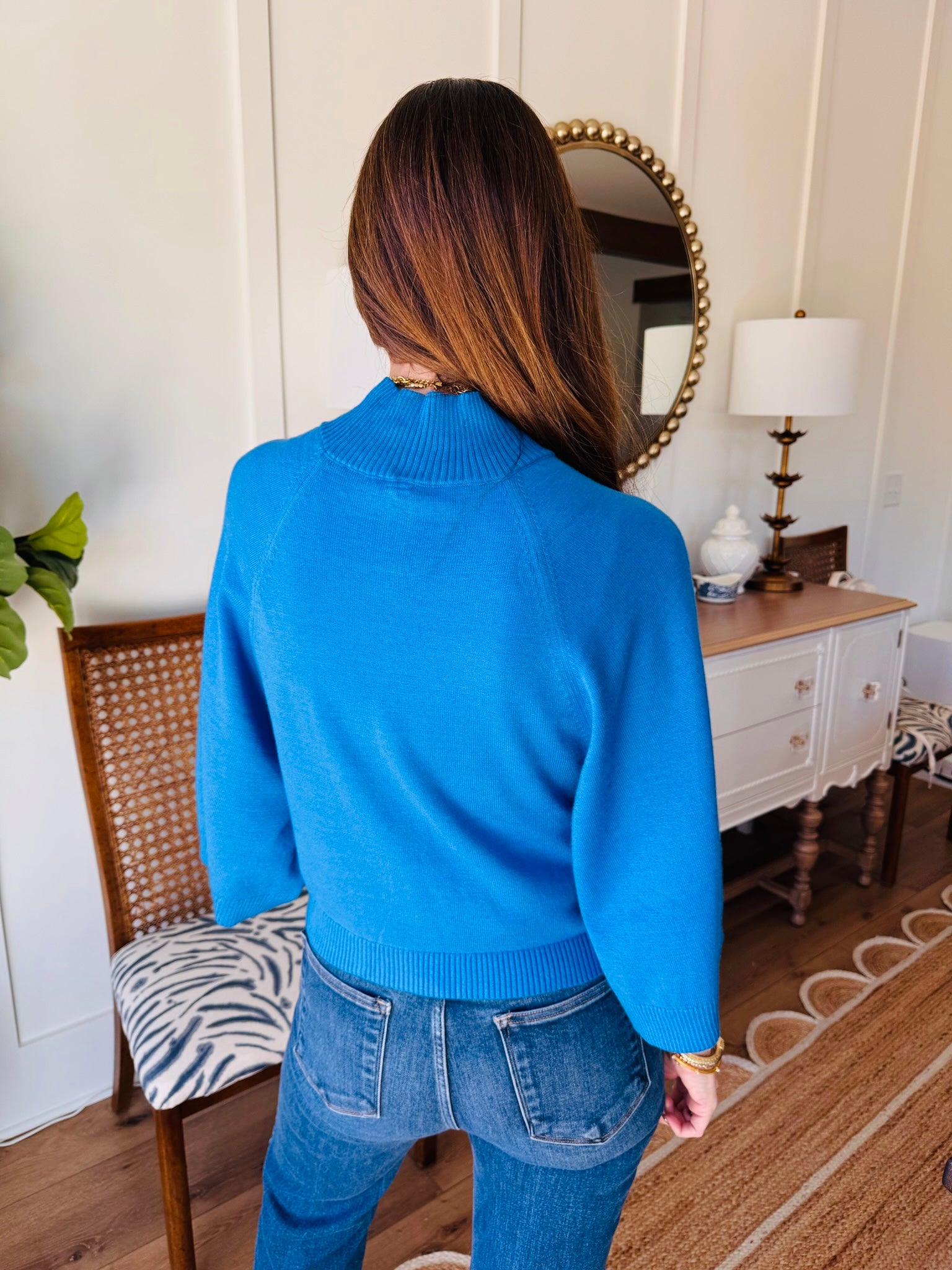 The Wendy Mock Neck Sweater Cobalt Blue