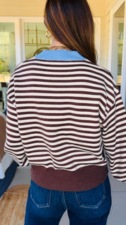 The Landry Striped Chocolate Sweater