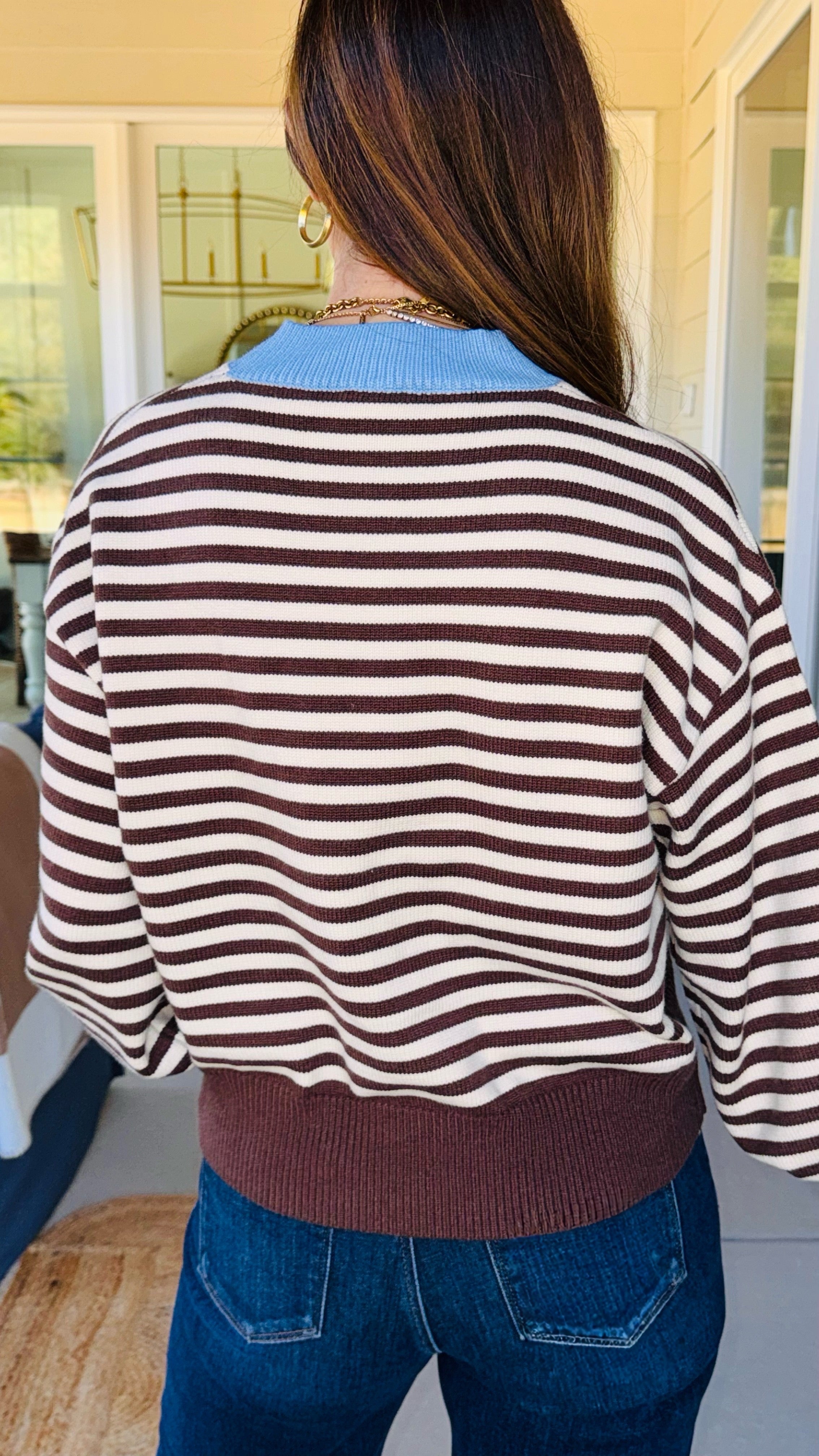 The Landry Striped Chocolate Sweater