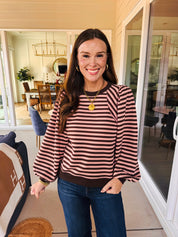 The Sweetgrass Brown Striped Top