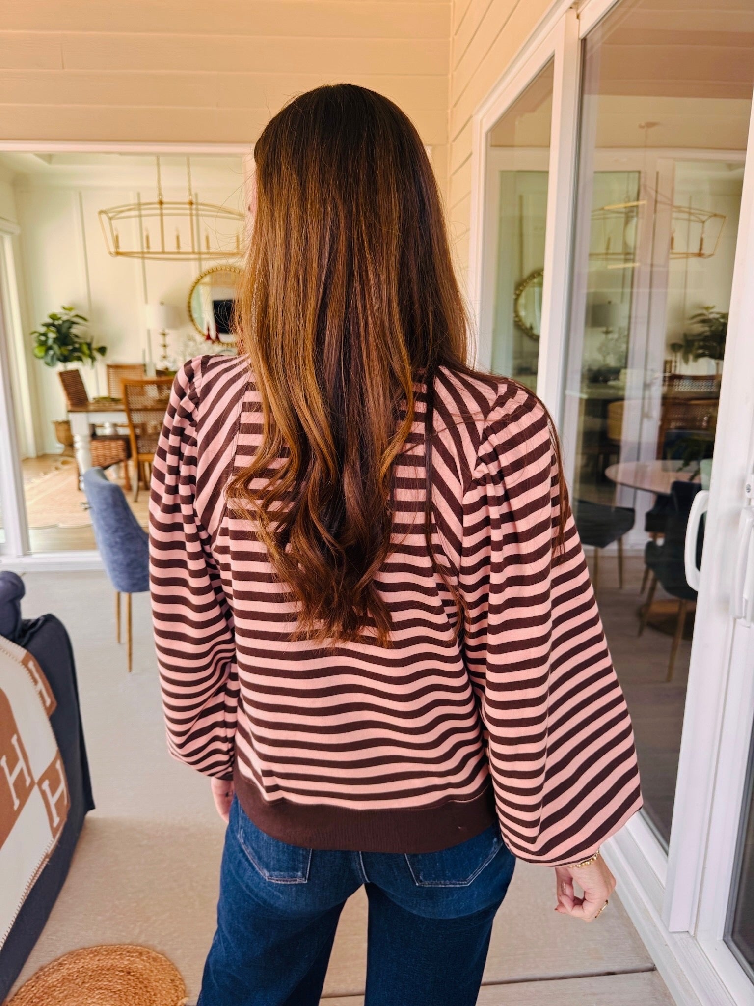 The Sweetgrass Brown Striped Top