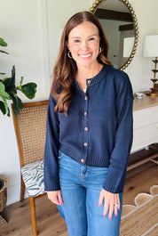 Everyday Button Down Cardigan Navy