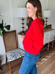 Everyday Button Down Cardigan Red