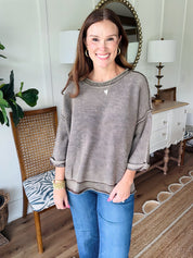 Around Town Exposed Seam Top Brown