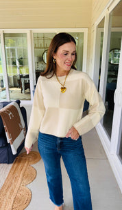 The Checkered Print Sweater Taupe