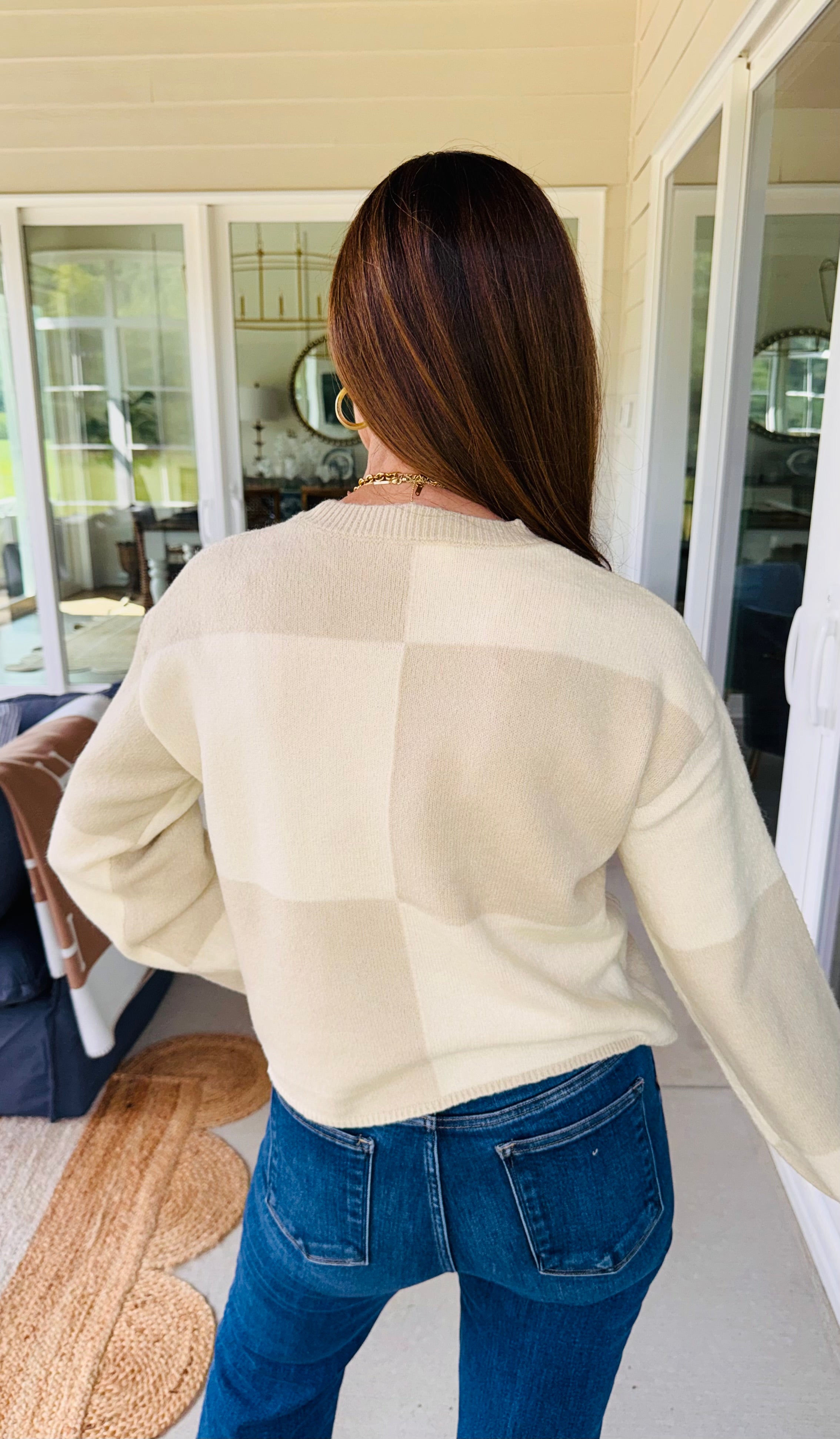 The Checkered Print Sweater Taupe