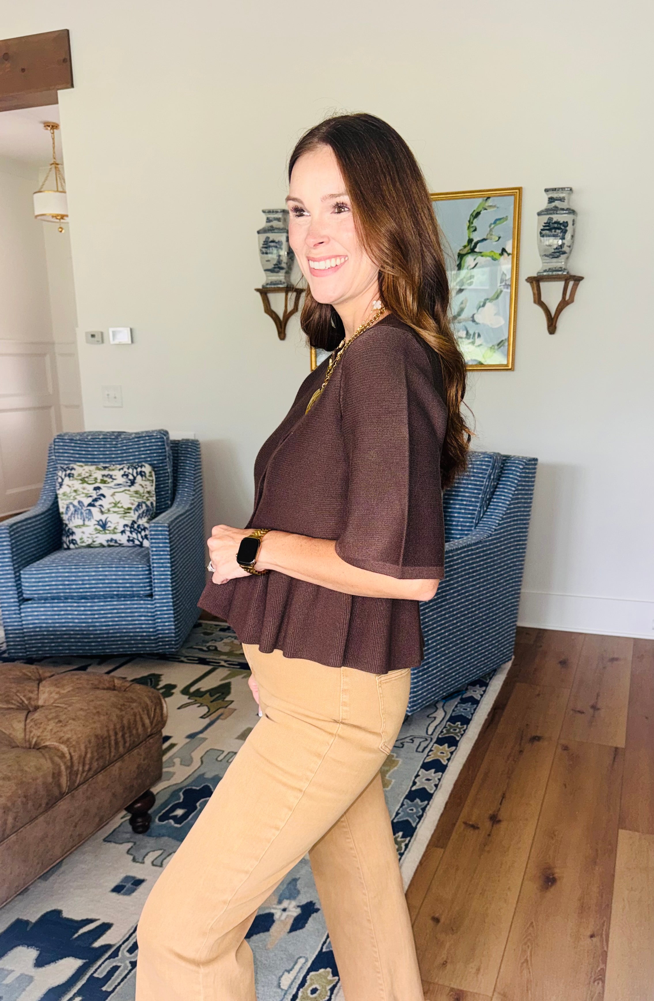 The Somerset Peplum Brown Top