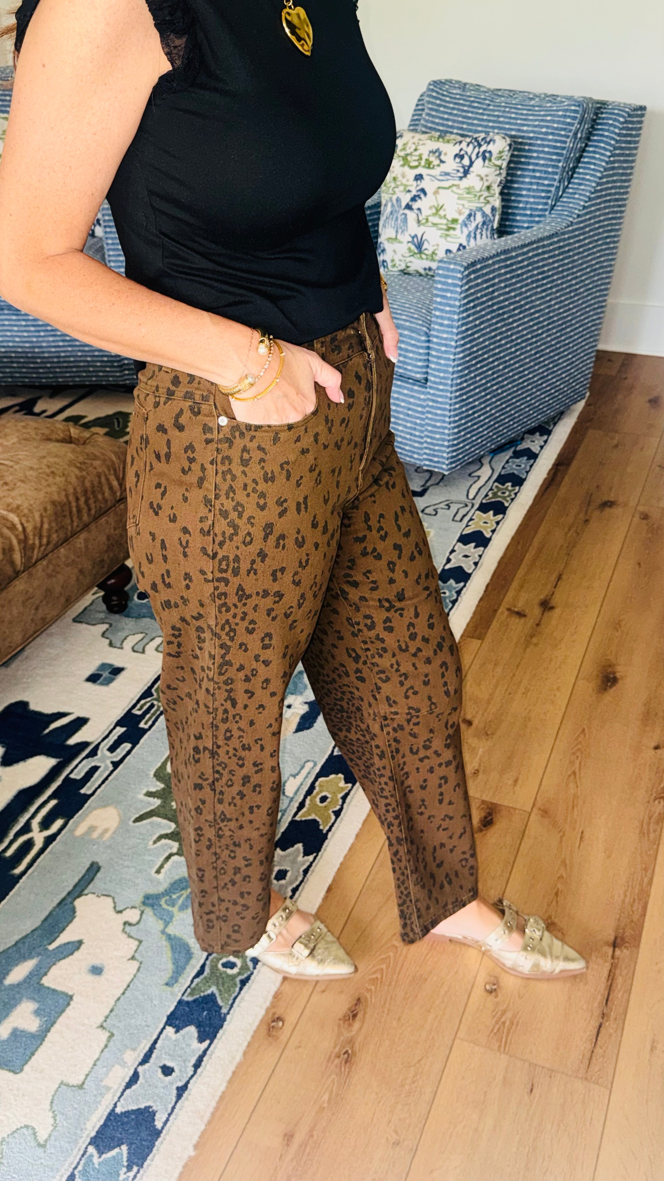 Leopard Barrel Jeans