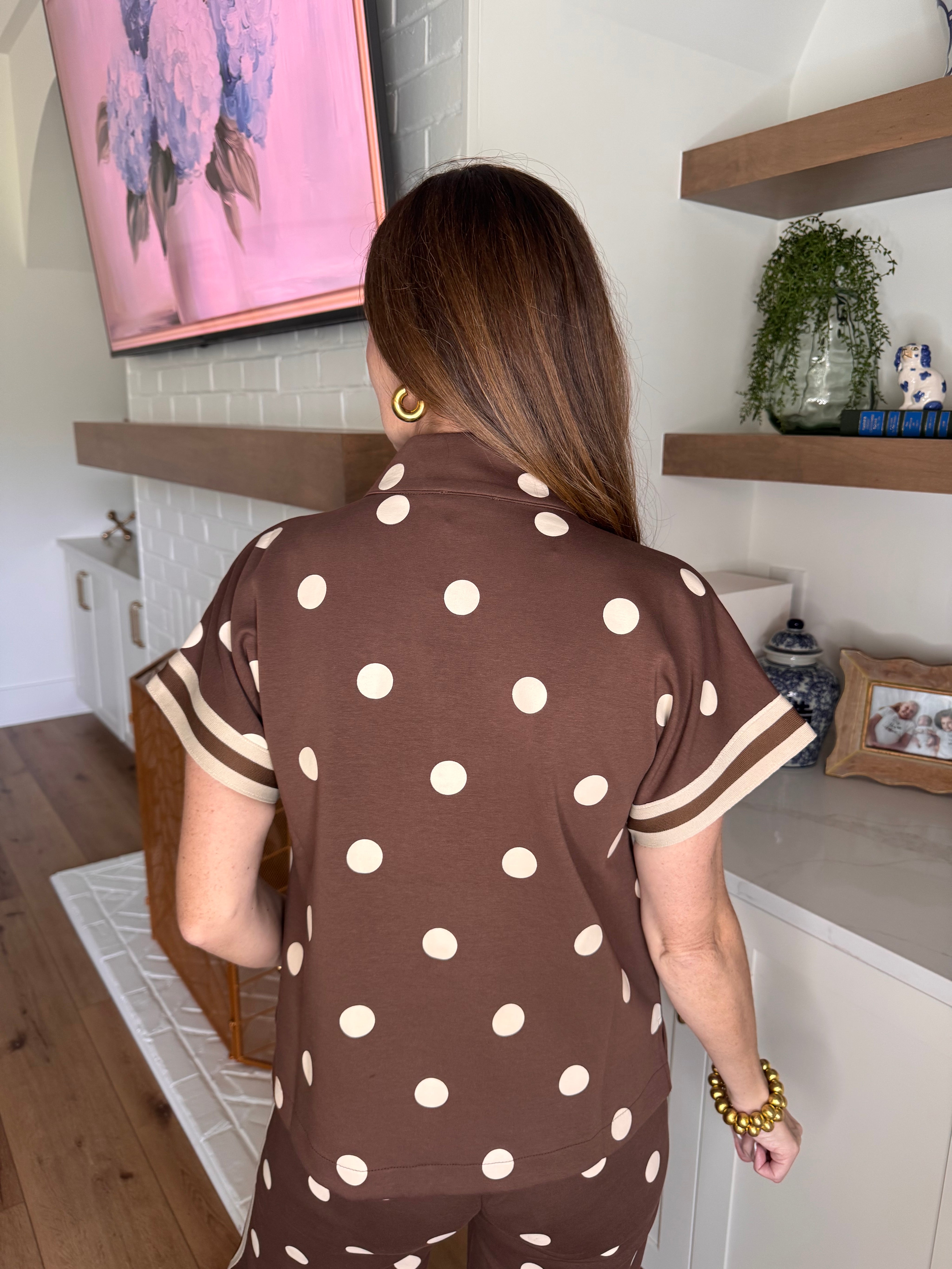 The Margot Polka Dot Brown Top
