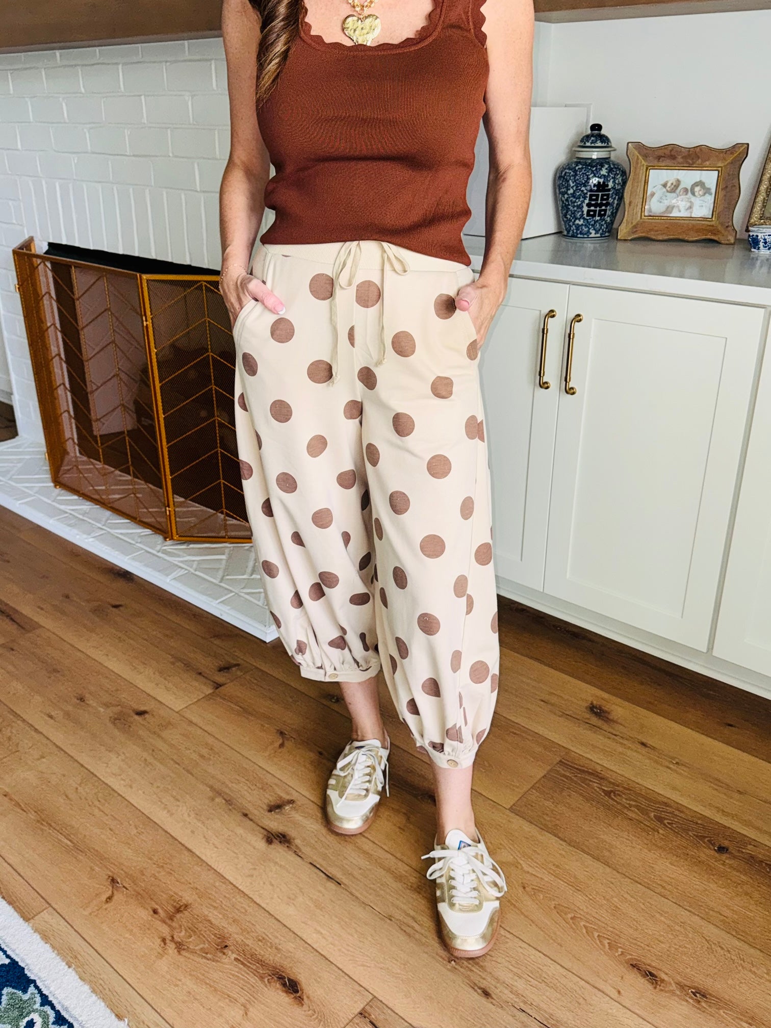Brown Polka Dot Bubble Pant