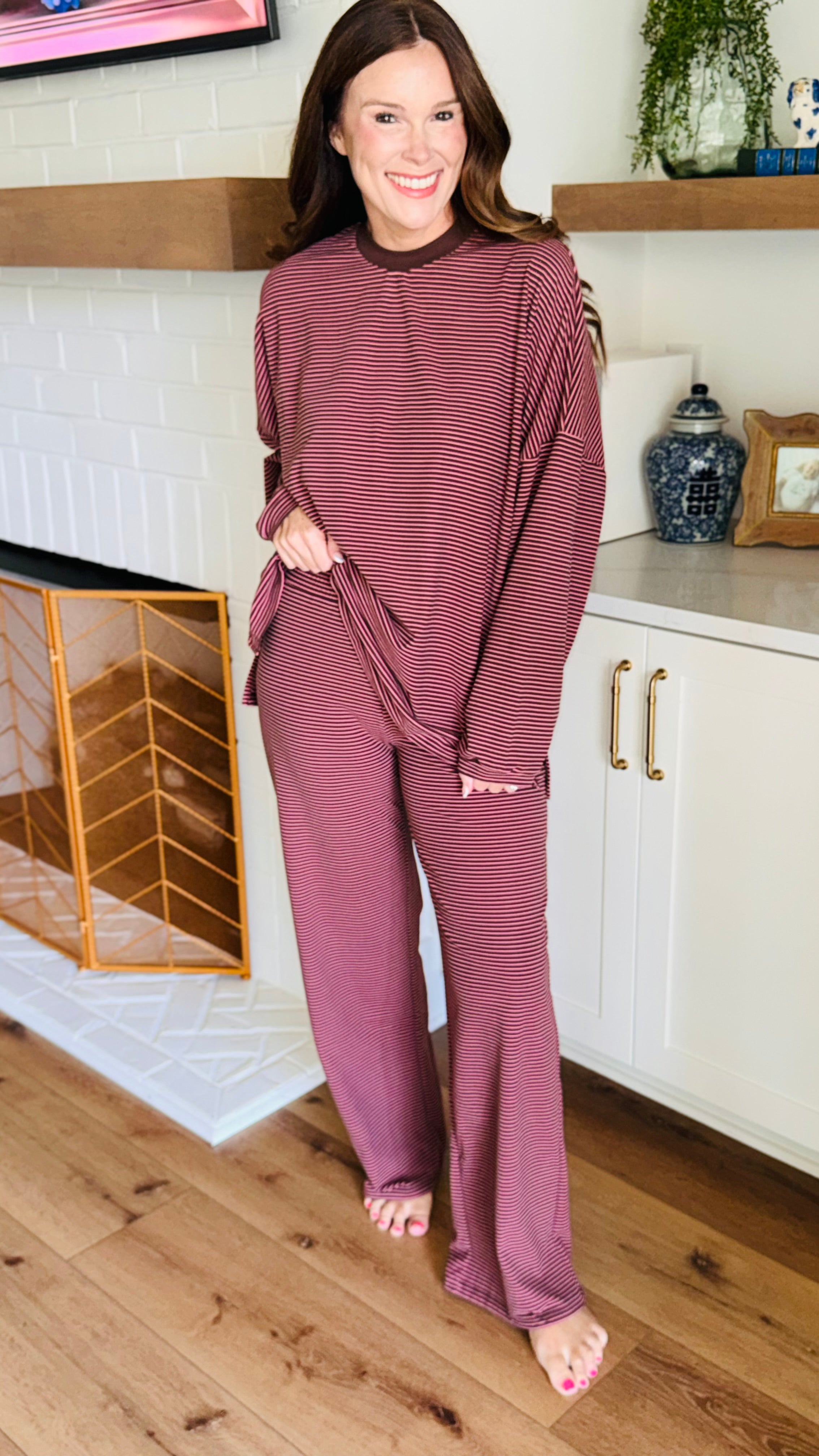 The Levi Striped Brown/Pink Top