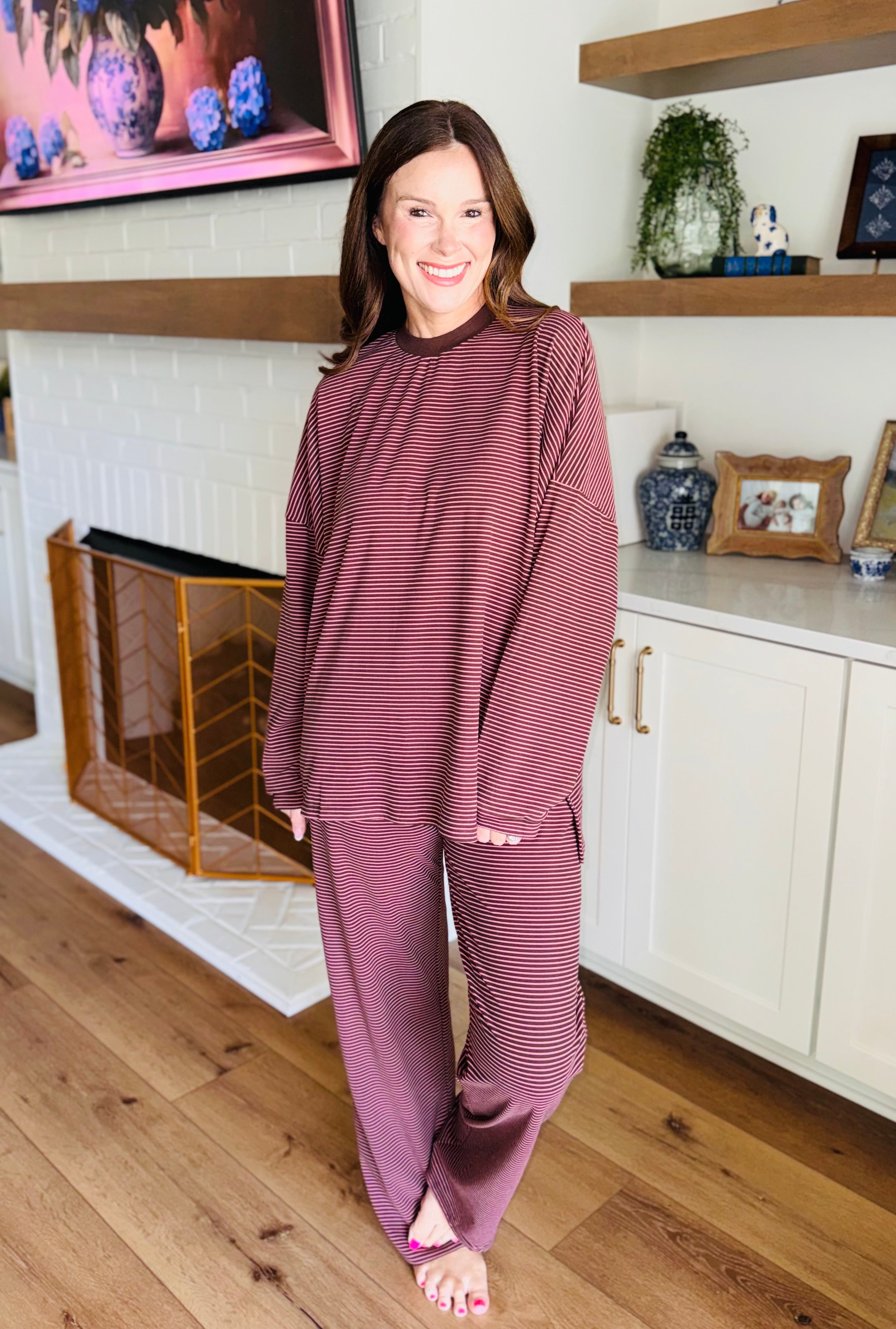 The Levi Brown/Pink Striped Pant
