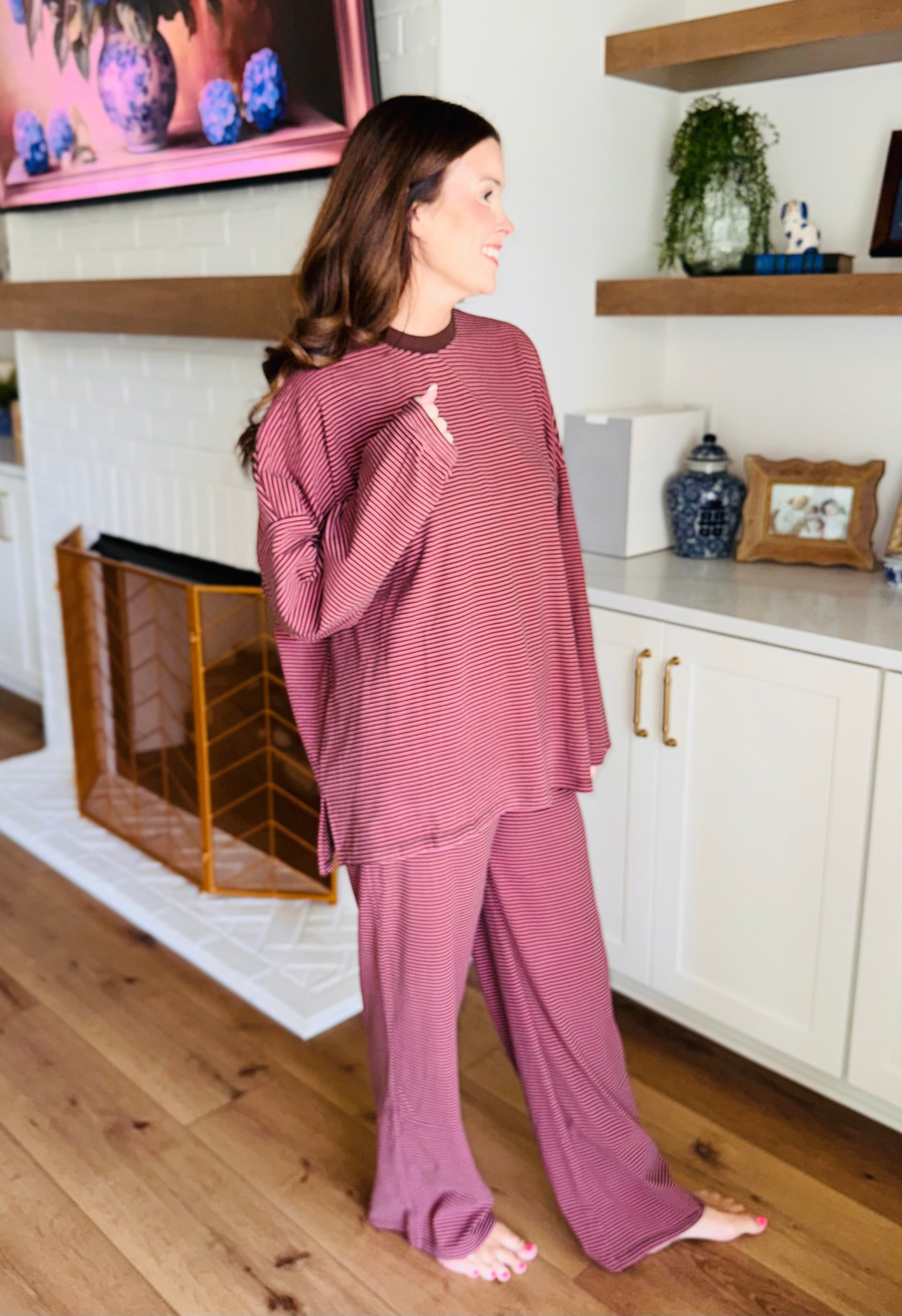 The Levi Striped Brown/Pink Top